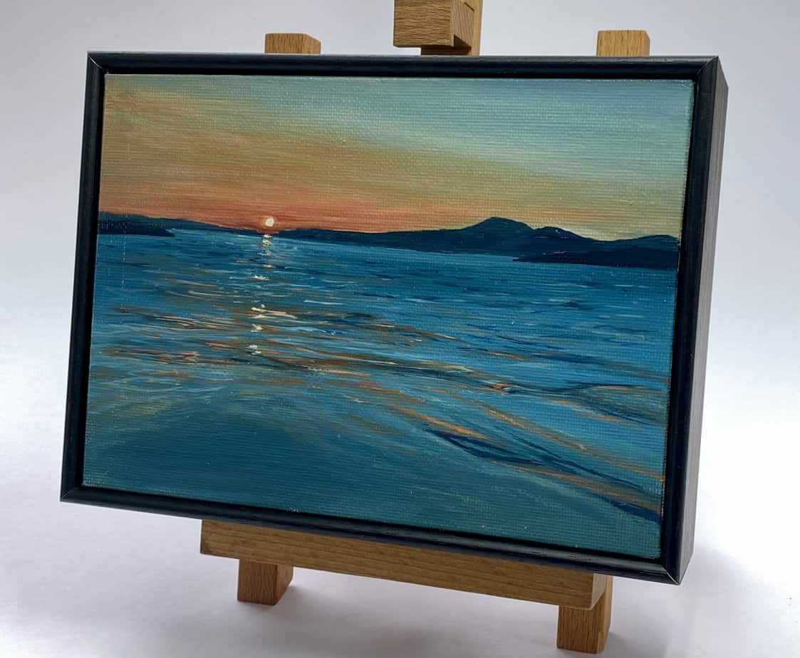 Sunrise swim, Original framed oil painting - Image 1