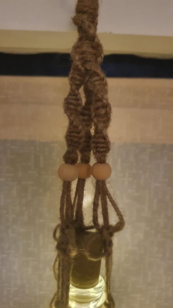 Macrame Bottle Lights with beaded detailing - handmade by mac-RUM-e (view 5)