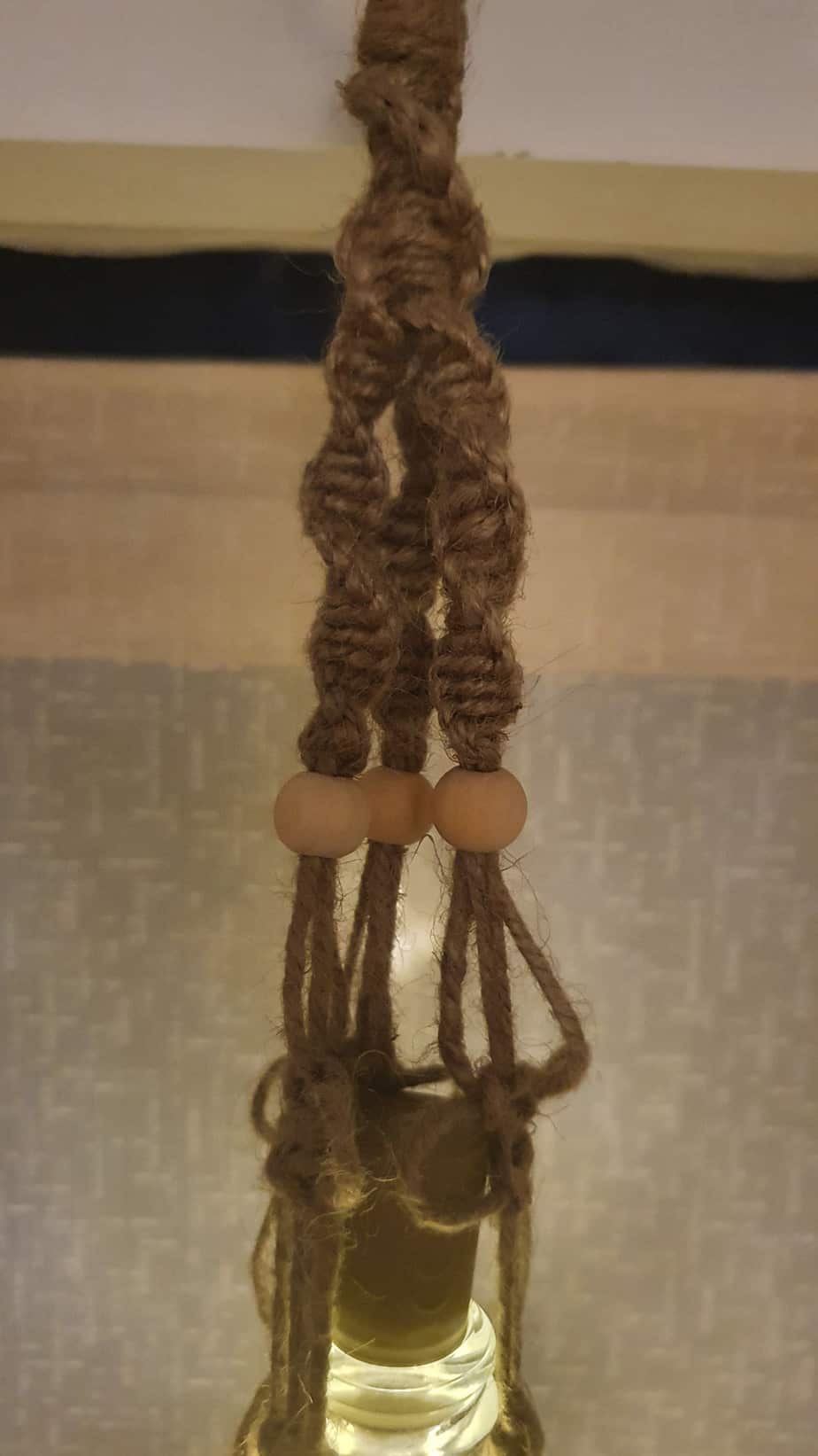 Macrame Bottle Lights with beaded detailing - handmade by mac-RUM-e (view 5)