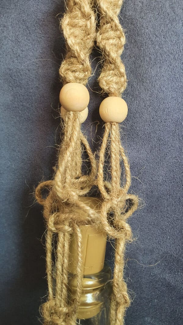 Macrame Bottle Lights with beaded detailing - handmade by mac-RUM-e (view 6)