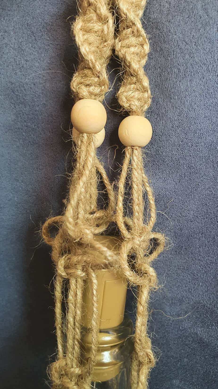 Macrame Bottle Lights with beaded detailing - handmade by mac-RUM-e (view 6)