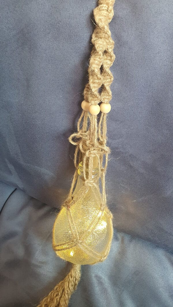 Macrame Bottle Lights with beaded detailing - handmade by mac-RUM-e (view 2)