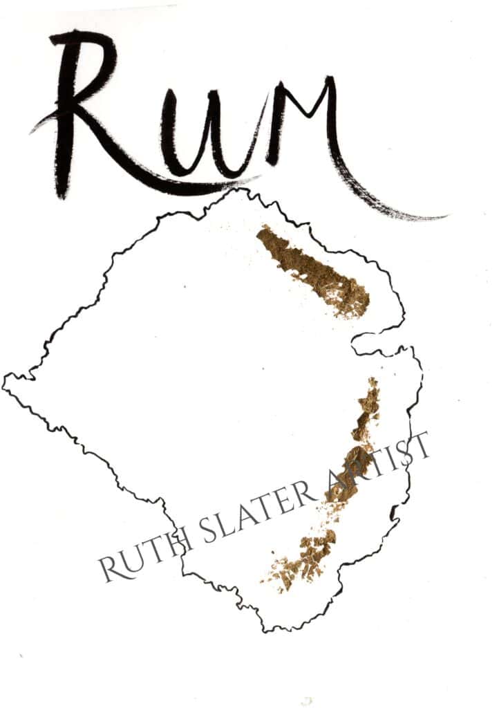 Isle of Rum Original with Gold Leaf - handmade by Ruth Slater Artist