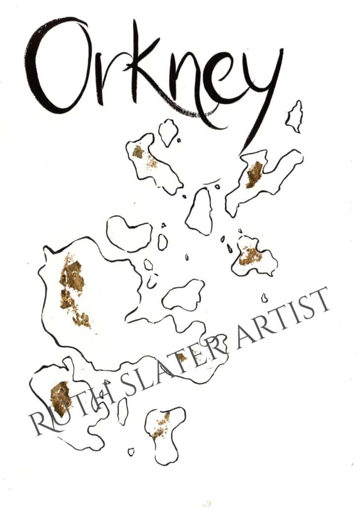 Orkney Isles with Gold Leaf
