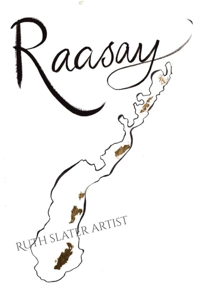 Isle of Raasay Original with Gold Leaf - handmade by Ruth Slater Artist