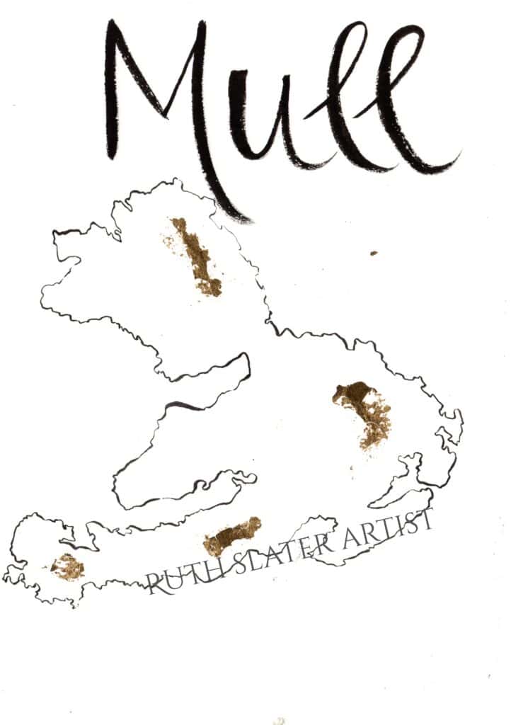 Isle of Mull Original with Gold Leaf - handmade by Ruth Slater Artist