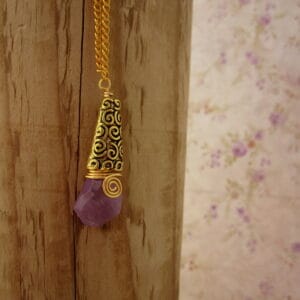 Amethyst, Pendant, Gold Plated, Gift for Her - handmade by Indigo Berry (view 2)