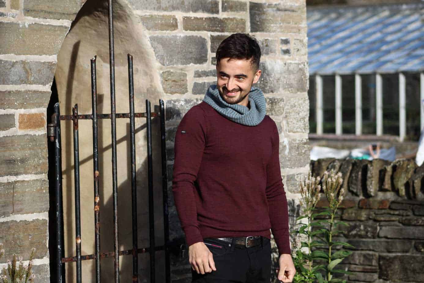 Twisted Neck Cosy - handmade by Ann Mackie Knitting Services and Designs