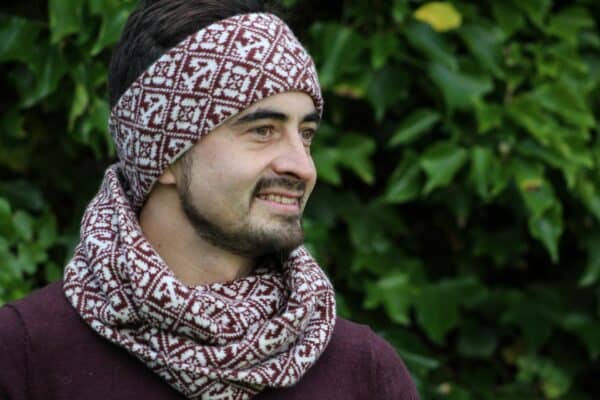 Cinnamon and white anchor knits - handmade by Ann Mackie Knitting Services and Designs