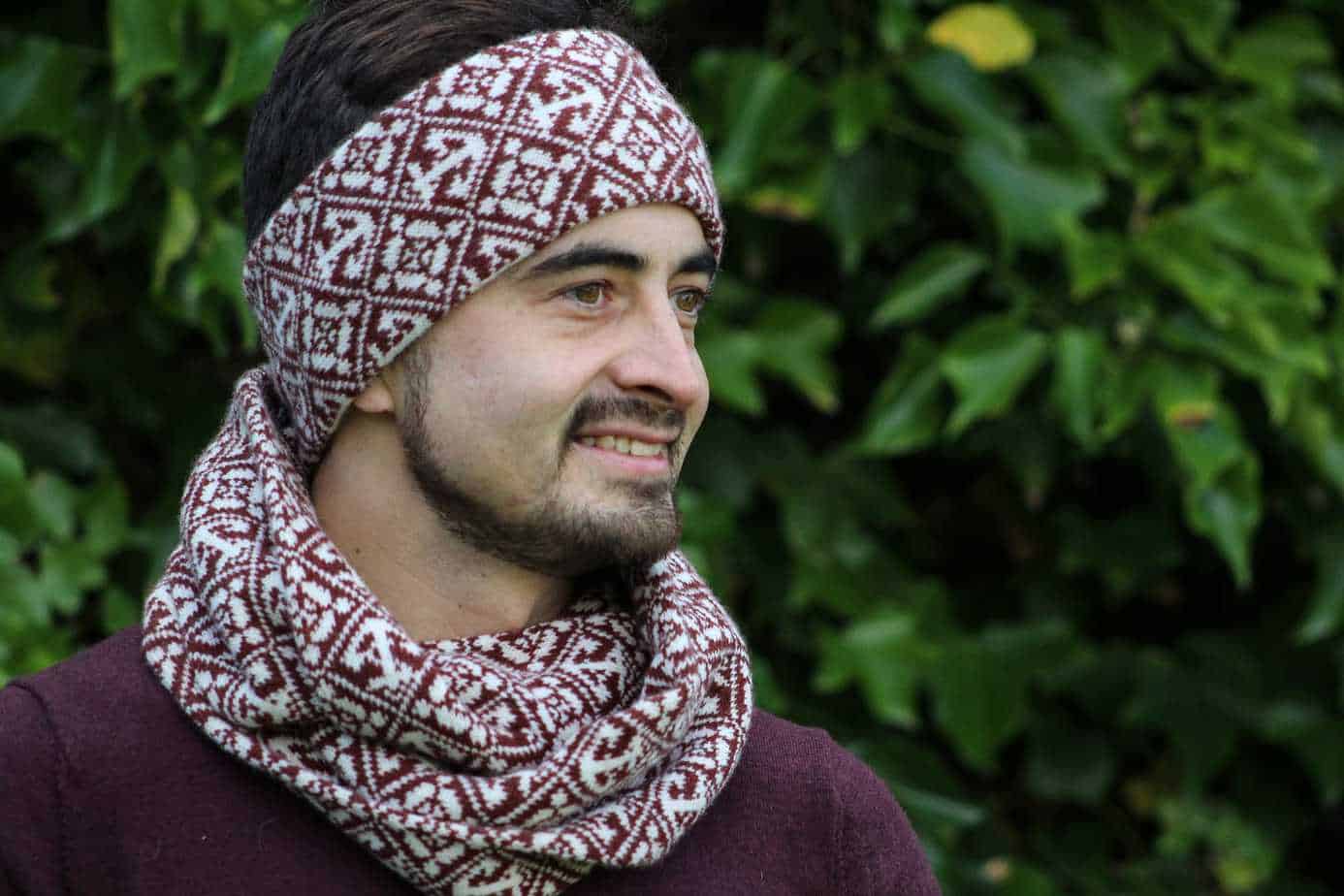Cinnamon and white anchor knits - handmade by Ann Mackie Knitting Services and Designs