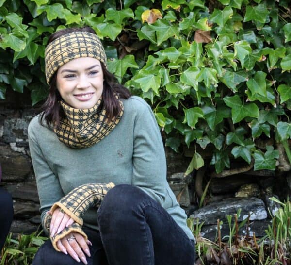Harvest gold and seaweed knits