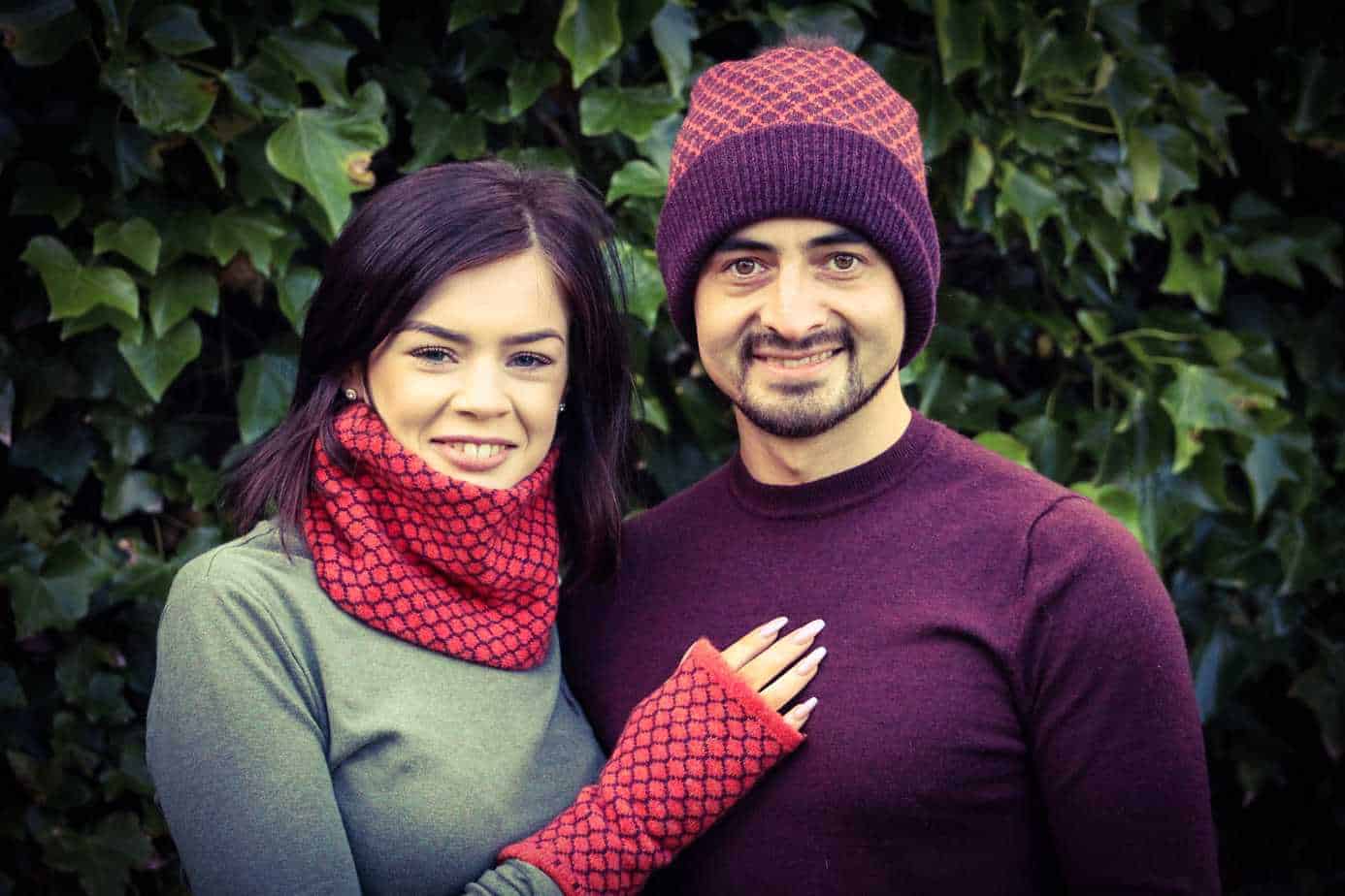 Inferno and black grape honeycomb knits - Image 1