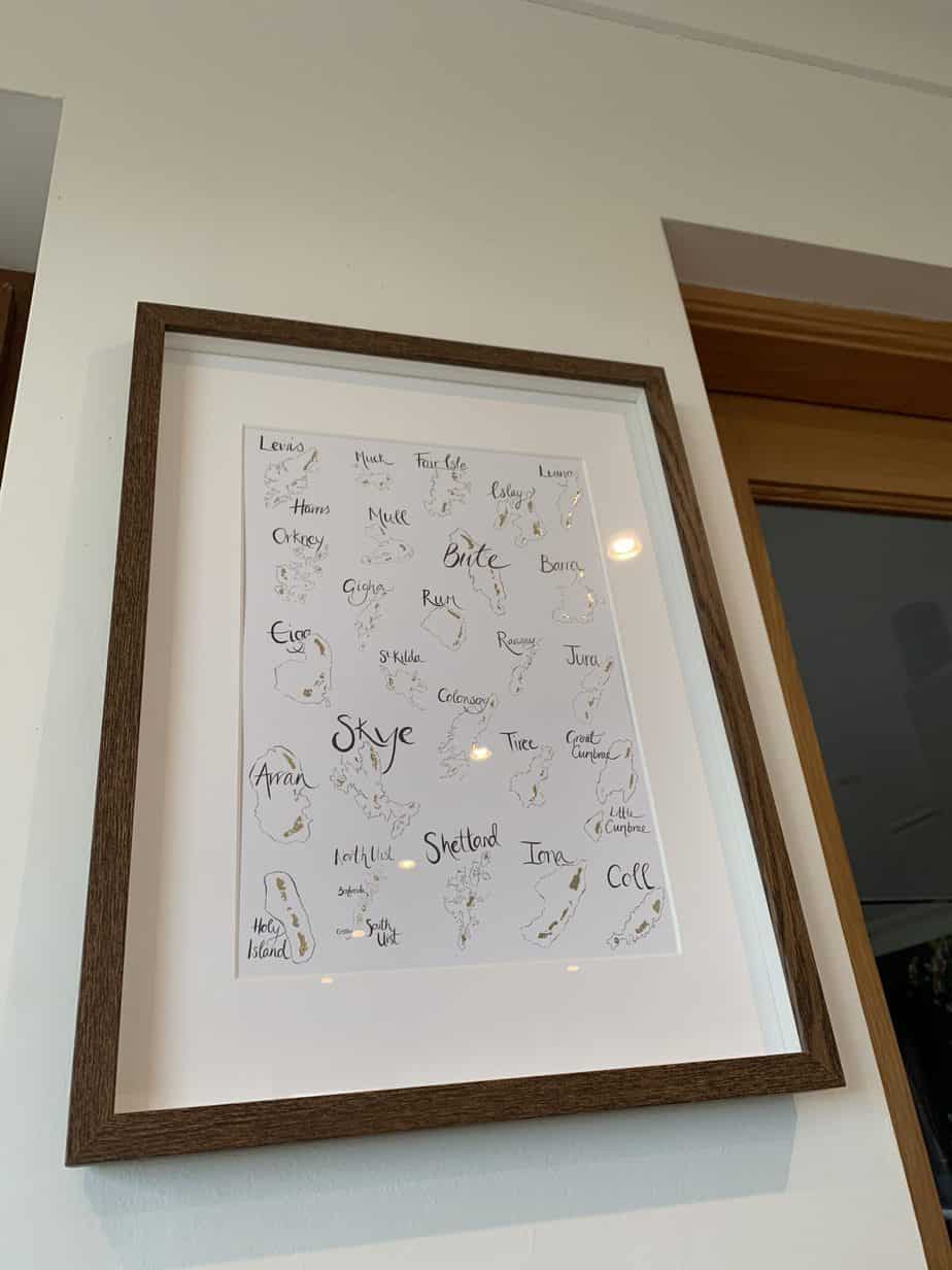 Scottish Island Print A4 with gold leaf highlights - Image 1