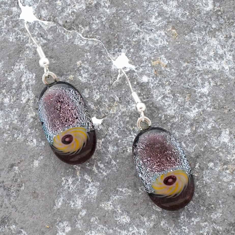 Dichroic fused glass earrings - handmade by A little bit of glass