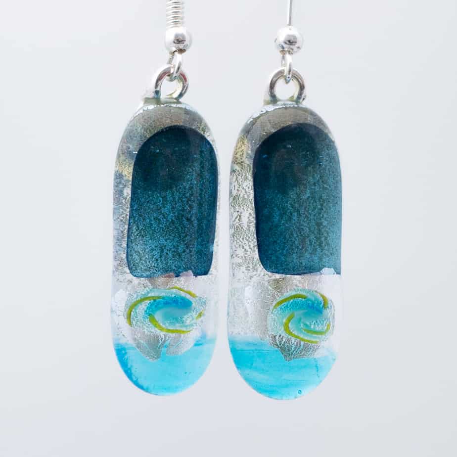 Dichroic fused glass earrings - handmade by A little bit of glass
