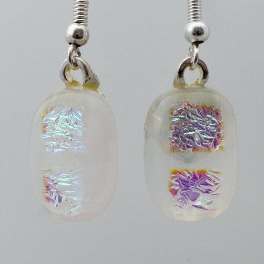 Dichroic fused glass earrings - handmade by A little bit of glass