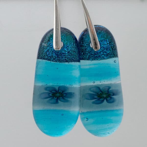 Dichroic fused glass earrings - handmade by A little bit of glass