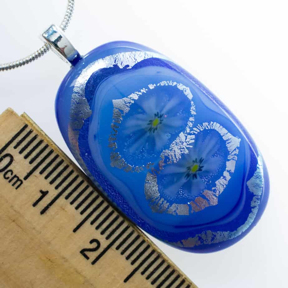 Dichroic fused glass pendant and earring set - Image 4