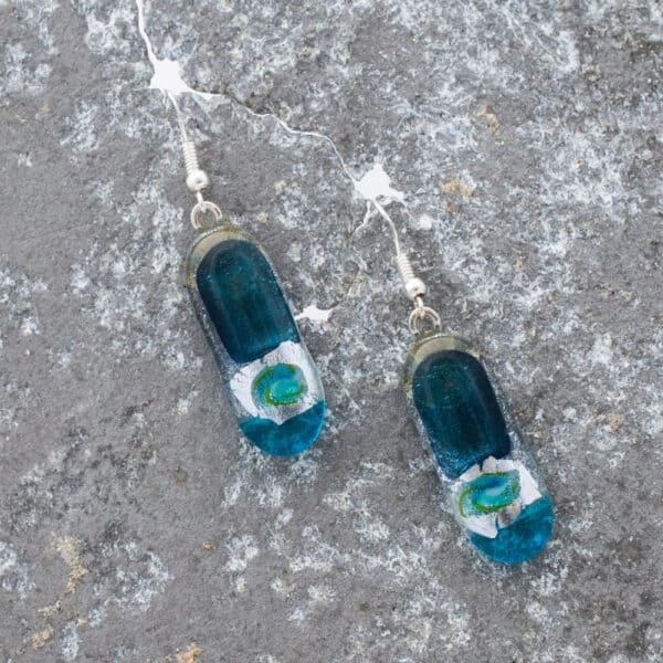 Dichroic fused glass earrings - handmade by A little bit of glass (view 2)