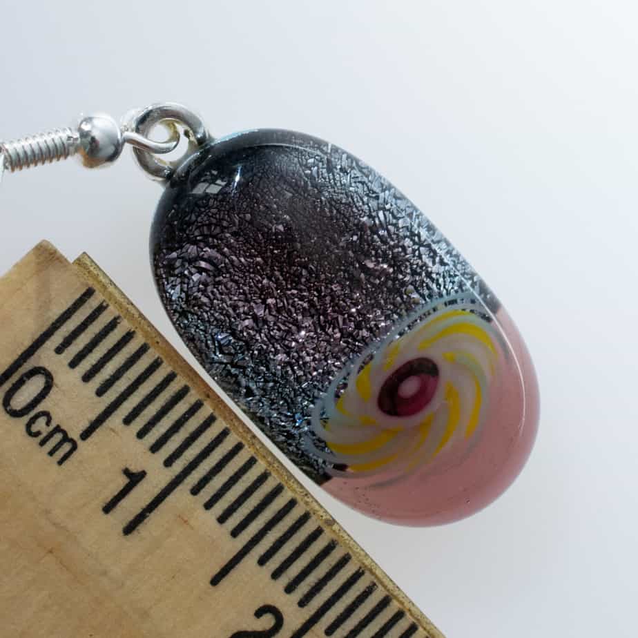 Dichroic fused glass earrings - handmade by A little bit of glass (view 2)