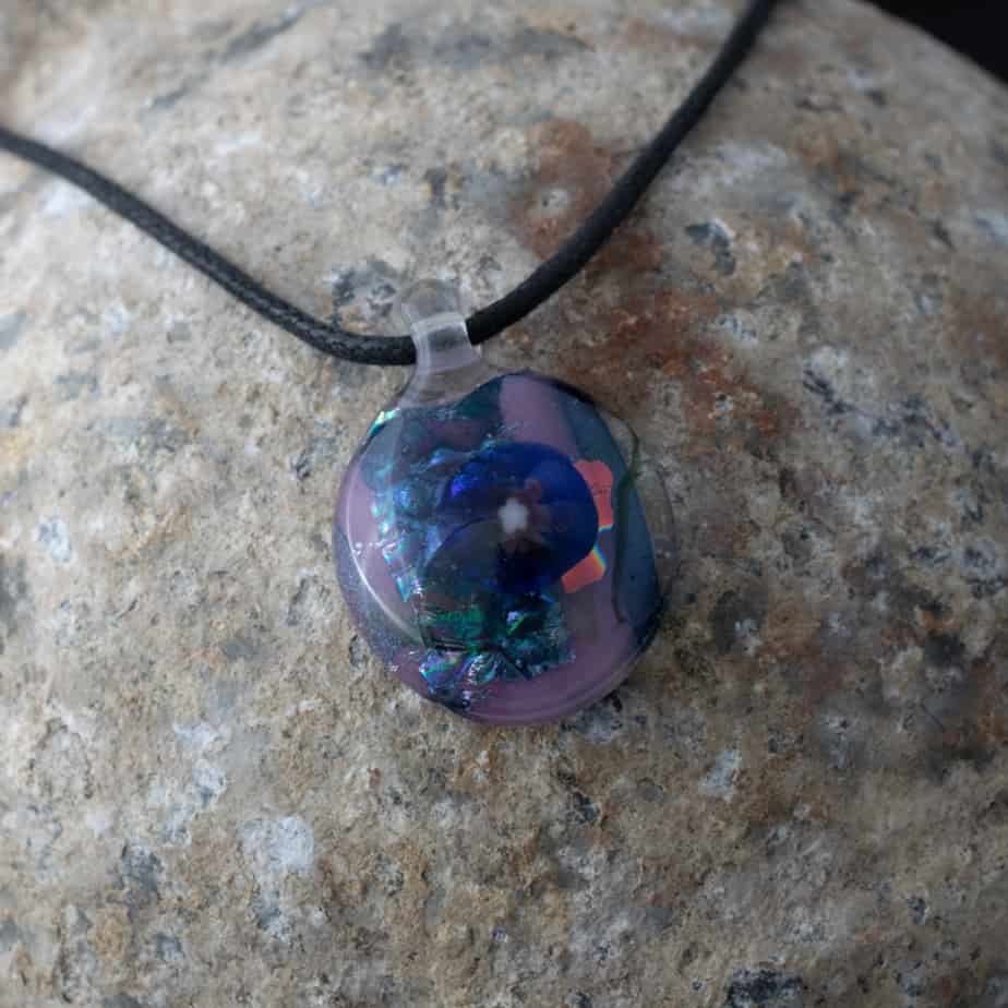 Dichroic fused glass pendant - handmade by A little bit of glass (view 2)