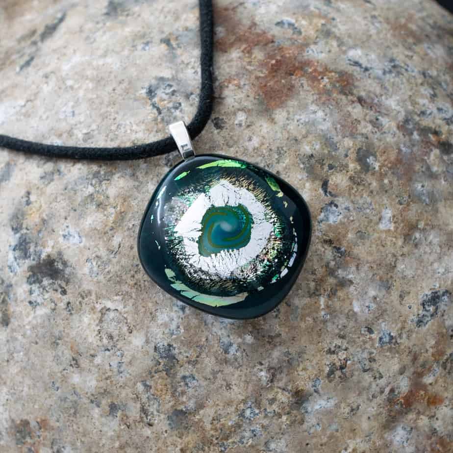 Dichroic fused glass pendant - handmade by A little bit of glass (view 2)