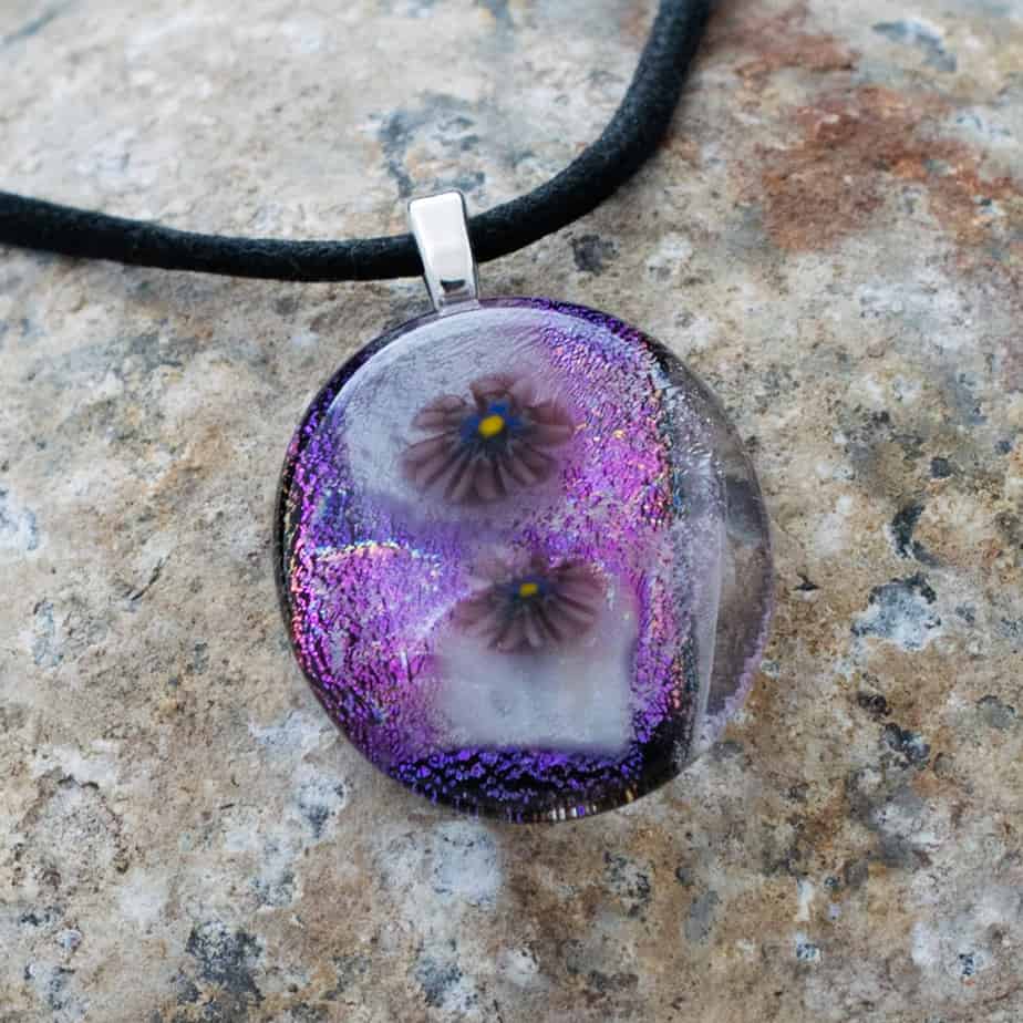 Dichroic fused glass pendant - handmade by A little bit of glass