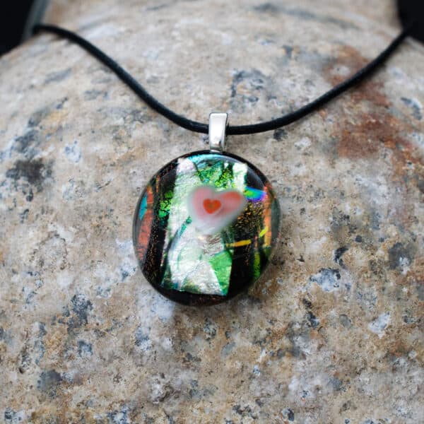 Dichroic fused glass pendant - handmade by A little bit of glass (view 2)