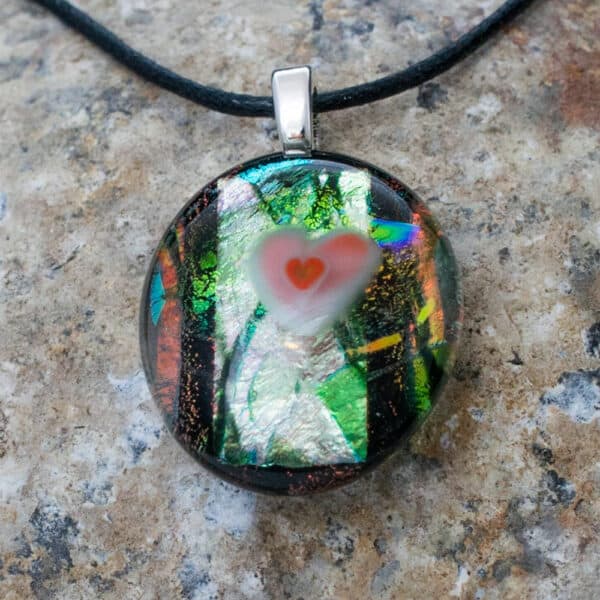 Dichroic fused glass pendant - handmade by A little bit of glass