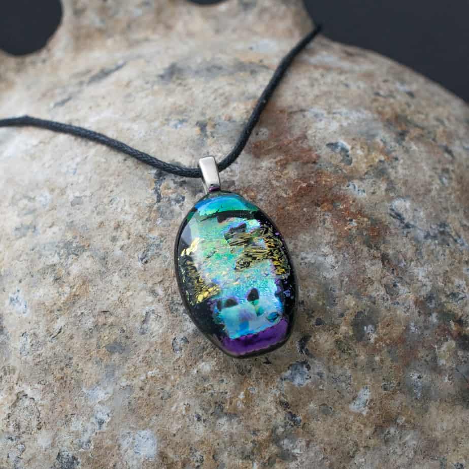 Dichroic fused glass pendant - handmade by A little bit of glass (view 2)