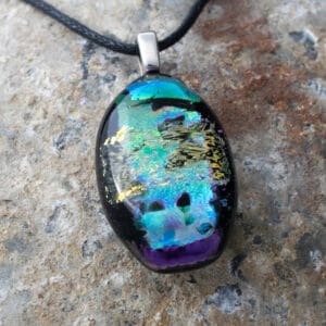 Dichroic fused glass pendant - handmade by A little bit of glass