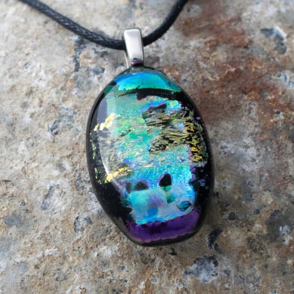 Dichroic fused glass pendant - handmade by A little bit of glass