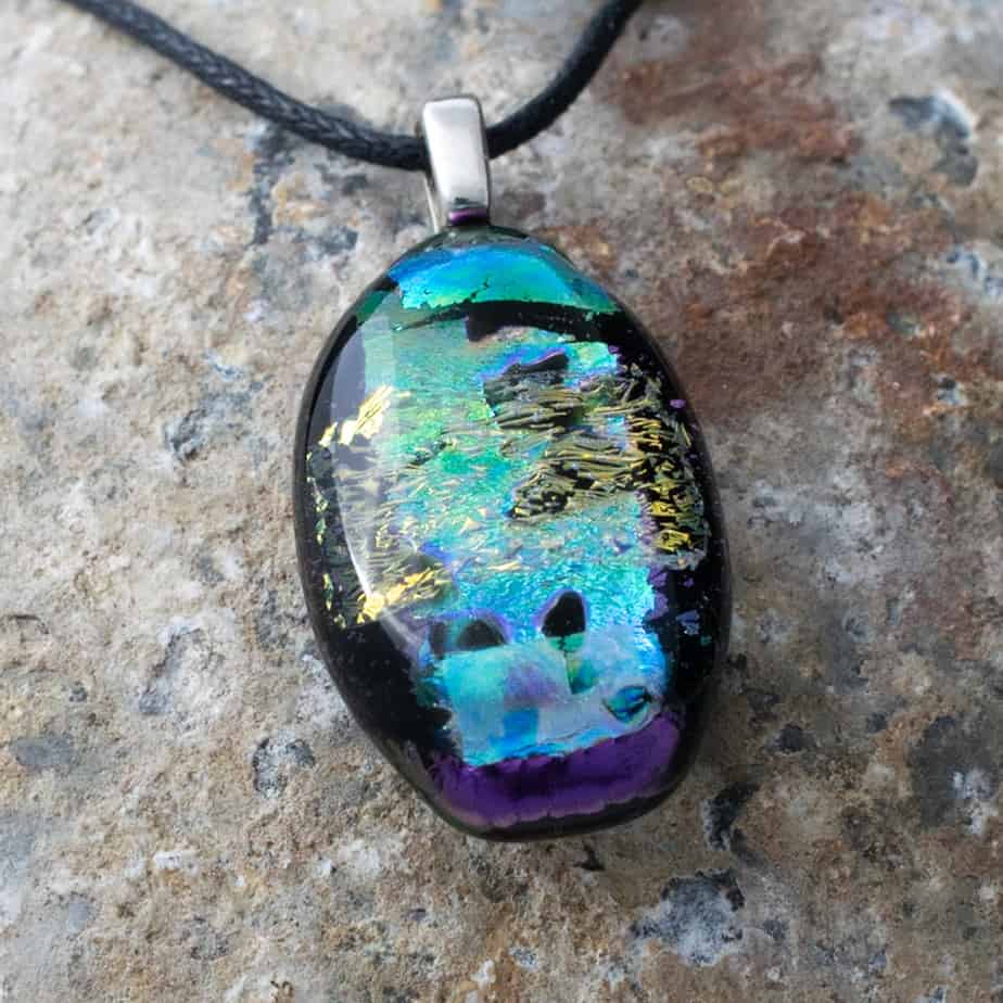 Dichroic fused glass pendant - handmade by A little bit of glass