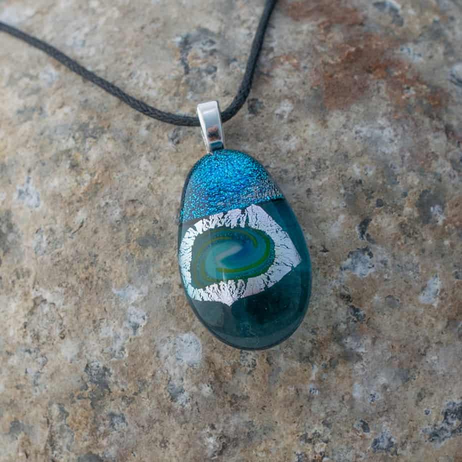Dichroic fused glass pendant - handmade by A little bit of glass