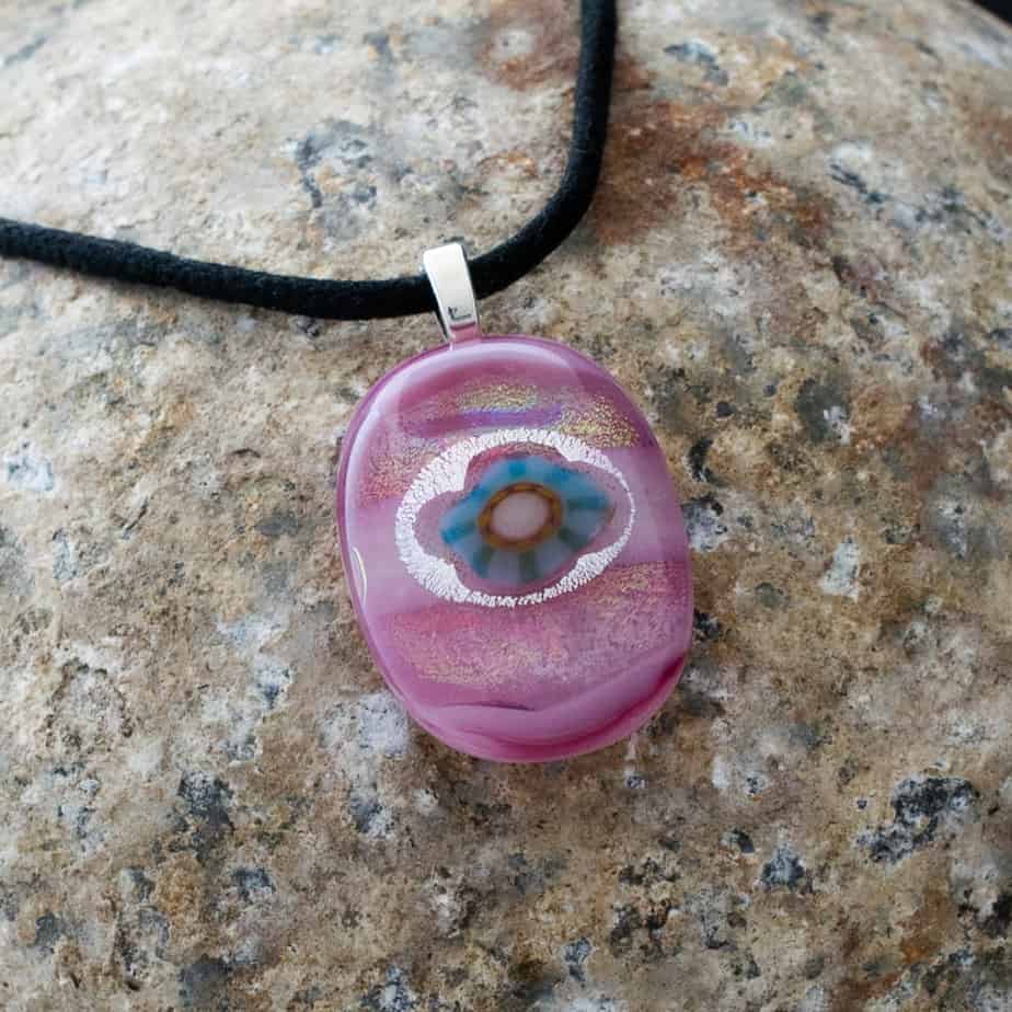 Dichroic fused glass pendant - handmade by A little bit of glass