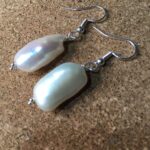 AAA, Biwa creamy white pearl silver earrings