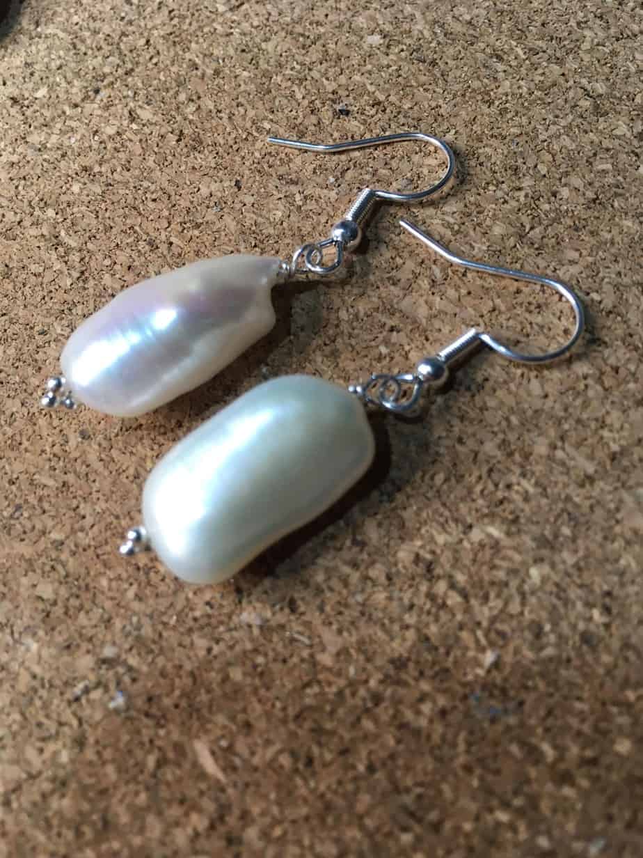 Biwa Pearl Silver Earrings