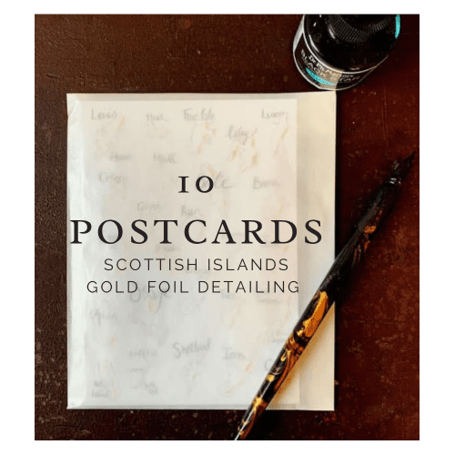 10x Scottish Island Postcards with gold foiling