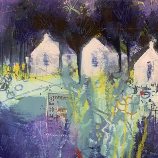 Three Cottages Mounted Print - handmade by Seaholly Studio (view 5)