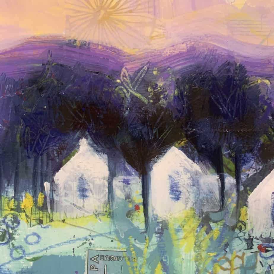 Three Cottages Mounted Print - handmade by Seaholly Studio (view 7)