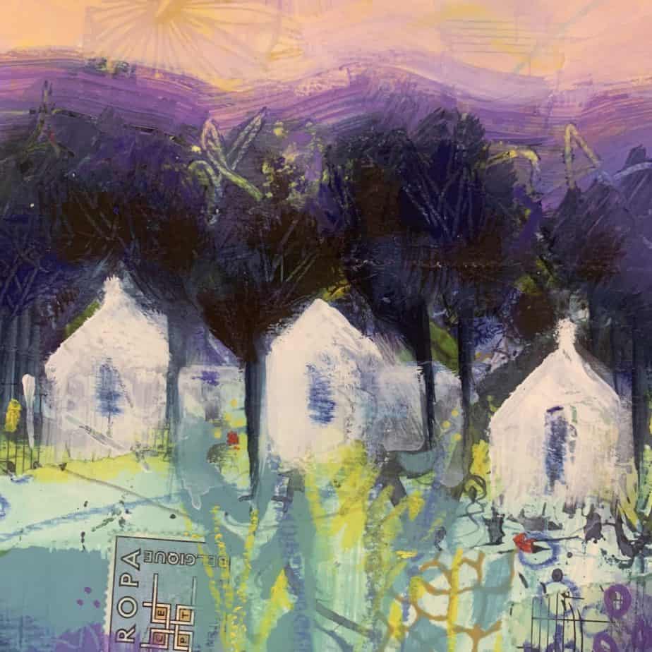 Three Cottages Mounted Print - handmade by Seaholly Studio (view 6)