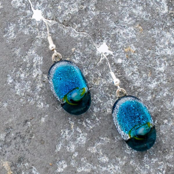 Dichroic fused glass earrings - handmade by A little bit of glass