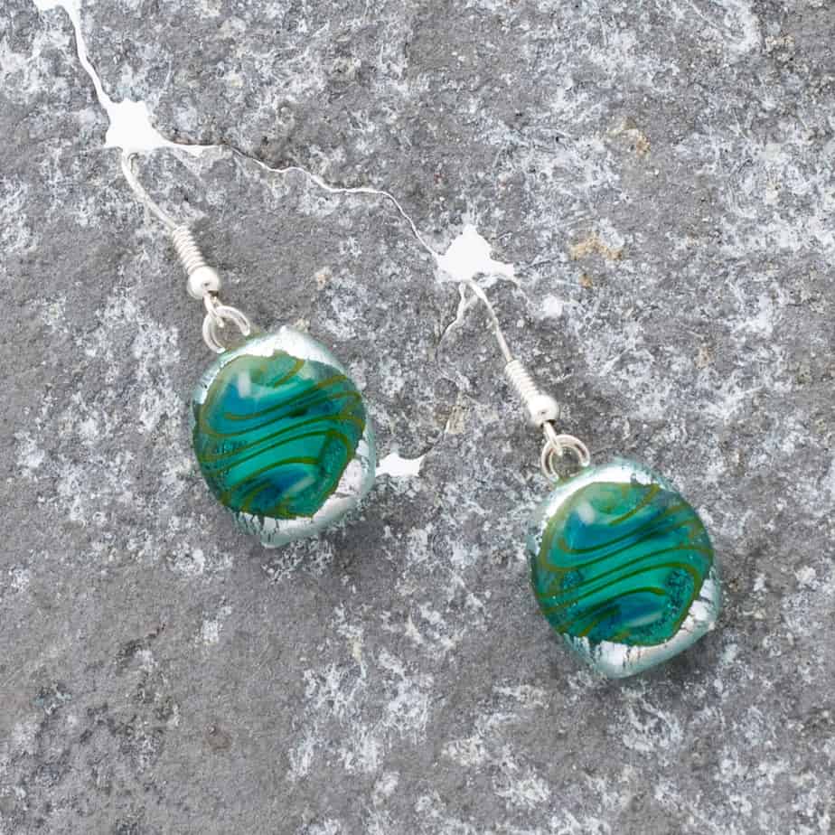 Dichroic fused glass earrings - handmade by A little bit of glass