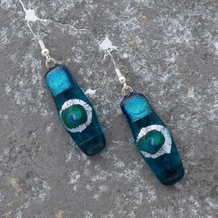 Dichroic fused glass earrings - handmade by A little bit of glass (view 2)
