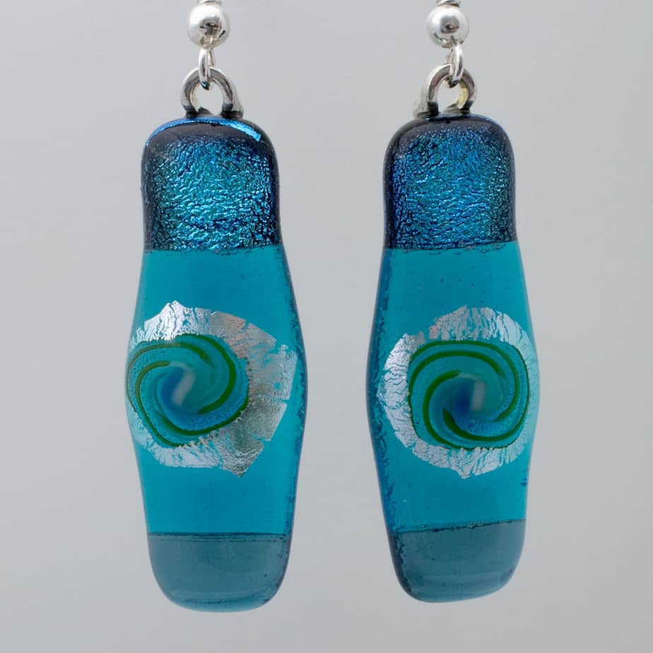 Dichroic fused glass earrings - handmade by A little bit of glass