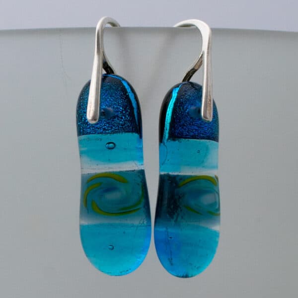 Dichroic fused glass earrings - handmade by A little bit of glass (view 2)