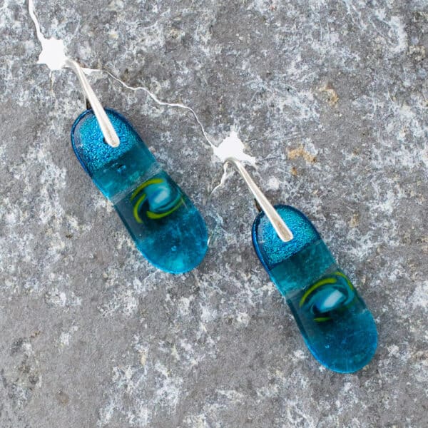 Dichroic fused glass earrings - handmade by A little bit of glass