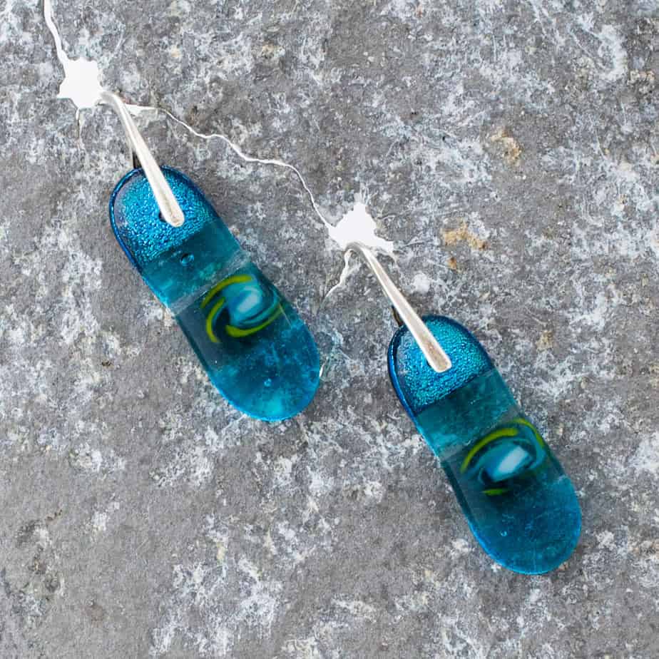 Dichroic fused glass earrings - handmade by A little bit of glass