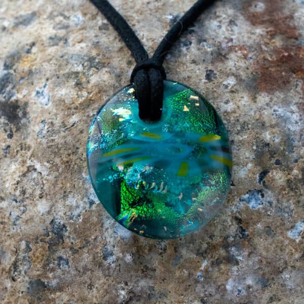 Dichroic fused glass pendant - handmade by A little bit of glass