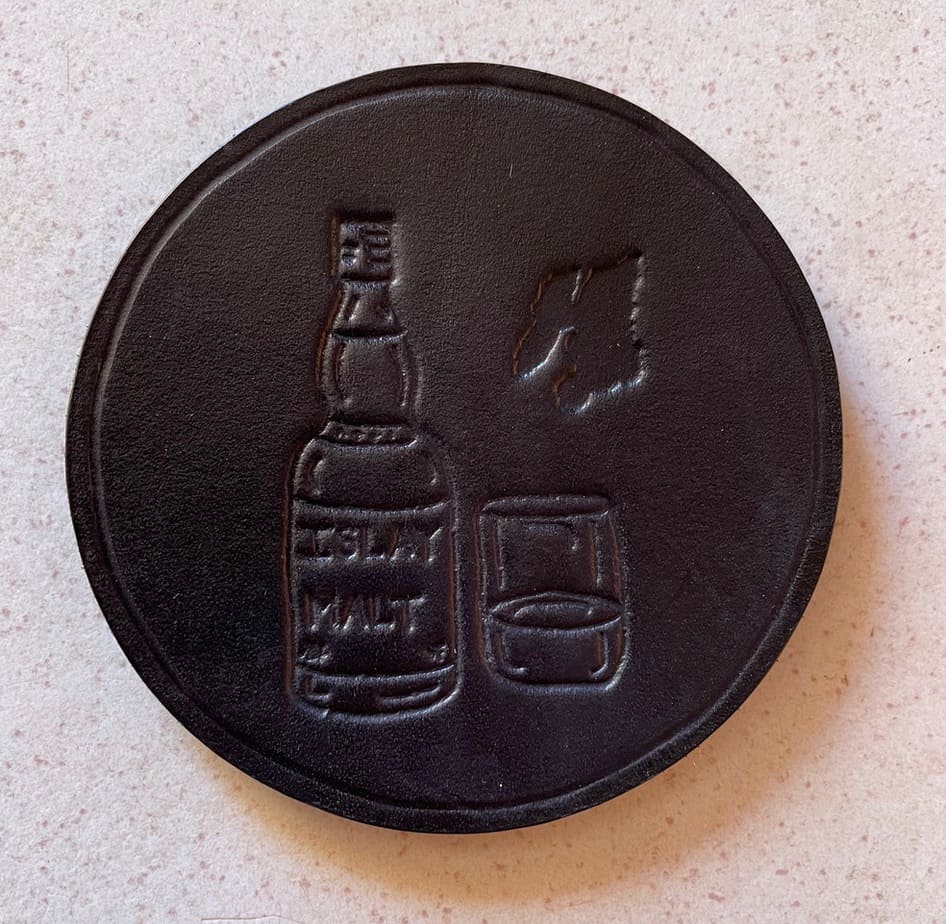 Handmade Leather Coasters - handmade by Islay Celtic Craft Shop (view 2)
